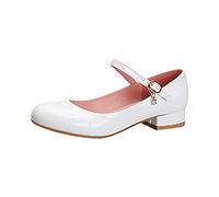 Mary Jan, scarpe da bambina con tacco a lo e cinturino da principessa, per matrimoni, per bambini piccoli e grandi, bianco, 13.5 UK 3X-Narrow
