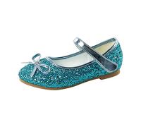 Mary Jane - Ballerina da bambina, con fiocco e paillettes, punta appuntita, con cinturino alla caviglia, per bambini dai 4 ai 13 anni, Blu, 11.5 UK Child 3X-Narrow