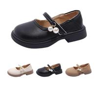 Mary Jane - Ballerine da bambina, con tacchetti, morbide, antiscivolo, leggere, comode, per compleanni, matrimoni, feste scolastiche, Nero , 32 EU