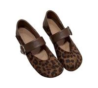 Mary Jane Ballerine Dasmen in pelle scamosciata, estive, quadrate, retrò, marrone, 35 EU