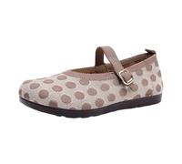 Mary Jane - Ballerine estive da donna, con cinturino e punta rotonda, cachi, 41 EU
