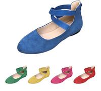 Mary Jane - Grazioso abito da donna, morbido, per feste, vacanze, ballerine, ballerine, flats, per donne, comodo, alla caviglia, casual, slip, eleganti, scarpe da ballo, comode e morbide, Blu, 39 EU