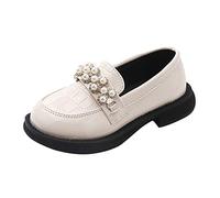 Mary Jane - Scarpe basse da bambina, eleganti, basse, da sposa, in ecopelle, per la scuola, per bambini, da sera, da principessa, ballerine, per feste, beige., 29 EU