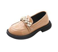 Mary Jane - Scarpe basse da bambina, eleganti, basse, da sposa, in ecopelle, per la scuola, per bambini, da sera, da principessa, ballerine, per feste, cachi, 24 EU