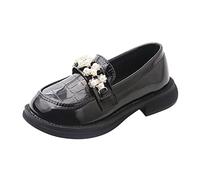 Mary Jane - Scarpe basse da bambina, eleganti, basse, da sposa, in ecopelle, per la scuola, per bambini, da sera, da principessa, ballerine, per feste, Nero , 32 EU