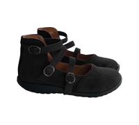 Mary Jane - Scarpe basse da donna piatte e comode, eleganti con cinghie, per balerina, sportive, da ginnastica, larghe, H per ragazze, morbide scarpe estive da donna, Nero , 41 EU