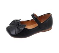 Mary Jane - Scarpe da bambina con fiocco, eleganti, da principessa, minimalista, basse, piatte, comode, da sera, leggere, per feste, vacanze, abbigliamento da palcoscenico, Nero , 36 EU