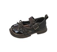 Mary Jane - Scarpe da bambina con punta chiusa e cinturino alla caviglia, comode, in pelle, per bambini dai 3 ai 12 anni, Nero , 26 EU