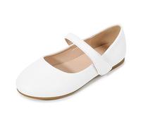 Mary Jane Scarpe da danza per bambini, scarpe da balletto per ragazze, scarpe da sera, scarpe ortopediche di cristallo in ecopelle, scarpe da sposa da principessa, scarpe da ballo leggere, bianco, 32