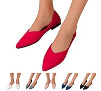 Mary Jane - Scarpe da donna comode, ballerine eleganti senza lacci, scarpe classiche, antiscivolo, suola piatta, per il tempo libero, Colore: rosso, 38 EU