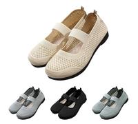 Mary Jane - Scarpe da donna comode, eleganti e antiscivolo, da passeggio, traspiranti, con suola piatta, per il tempo libero, beige., 38 EU