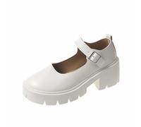 Mary Jane - Scarpe da donna con plateau, in pelle, con tacco a blocco, comode, eleganti, antiscivolo, per il tempo libero, con punta rotonda, graziose scarpe da principessa Lolita, per costumi cosplay