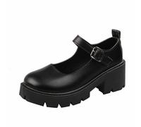 Mary Jane - Scarpe da donna con plateau, in pelle, con tacco a blocco, comode, eleganti, antiscivolo, per il tempo libero, con punta rotonda, graziose scarpe da principessa Lolita, per costumi cosplay