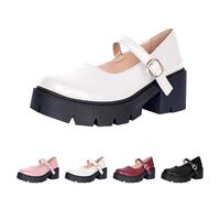 Mary Jane Scarpe da donna con plateau Mary Janes Uniform Office, scarpe casual con punta tonda, tacco a blocco, scarpe da principessa dolce Lolita scarpe da donna scarpe da sera, beige., 36 EU
