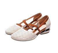 Mary Jane - Scarpe da donna con tacco a pompa, larghezza H, con tacco basso e tacco a blocco, bianco, 36 EU