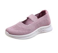 Mary Jane - Scarpe da ginnastica da donna, piatte, extra larghe, senza lacci, in rete traspirante, antiscivolo, ortopediche, leggere, comode, casual, per lavoro e ufficio, rosa, 37.5 EU