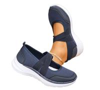 Mary Jane - Scarpe da ginnastica ortopediche da donna, ampie, comode, traspiranti, senza lacci, in rete, stile casual, Marina Militare, 39 EU