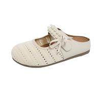Mary Jane Scarpe Donna Estate Pantofole Eleganti Piatte Mary Janes Punta Rotonda Scarpe in Pelle Dolce Lolita Scarpe da Principessa Scarpe Casual Scarpe Donna Maglia Casual Casual, beige., 37 EU