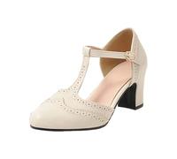 Mary Jane Two Tone Lace Up Chiuso Punta Rotonda Vintage Tacchi 1950 décolleté Anni '20 vittoriane Retro Scarpe Adatta