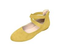 Mary Jane - Vestito da donna con scarpe morbide e piatte da donna, comodo cinturino alla caviglia, scarpe da ballo eleganti, morbide e traspiranti, giallo, 42 EU