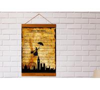 Mary Poppins Over the City Silhouette Feed the Birds Sheet Music Art Print