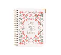Mary Square Cross Before Me World Behind Me Sermon Notes Journal, quaderno cristiano a spirale con design floreale rosa, 190 pagine guidate con sezioni scrittura, preghiera e riflessione