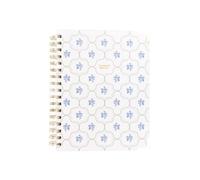 Mary Square Heirloom Tile Sermon Notes Journal, 22,9 x 19,1 cm, quaderno cristiano a spirale con design floreale blu, 190 pagine guidate con sezioni scrittura, preghiera e riflessione