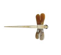 Marycrafts Bastoncino per Capelli Libellula in Corno di Bufalo - Forchetta Capelli Artigianale Fatto a Mano