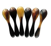 Marycrafts Set di 6 Cucchiaio da Caviale Uova di Pesce in Corno di Bufalo