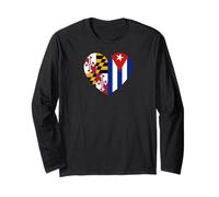 Maryland And Cuba Flags: Heart Shaped Unity Maglia a Manica