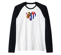 Maryland And Cuba Flags: Heart Shaped Unity Maglia con Maniche Raglan