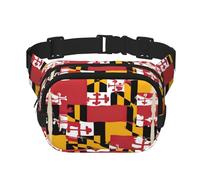 Maryland Flag Print Square Waist Purse Double Layer Fanny BagTrendy Travel Waist Bag per uomini e donne, nero, Taglia unica