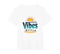 Maryland Ocean City Vibes Spiaggia Vacanze estive Maglietta, Donna Plus-Size, Bianco, 1X