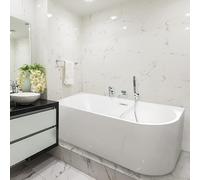 Marylo - Vasca da bagno angolare a sinistra, 140 cm, in acrilico, design moderno e comfort ergonomico