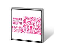 Marzo è il mese della storia delle donne. Spille quadrate, spille da bavero, bottoni smaltati, decorazioni per feste.