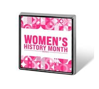 Marzo è il mese della storia delle donne. Spille quadrate, spille da bavero, bottoni smaltati, decorazioni per feste.