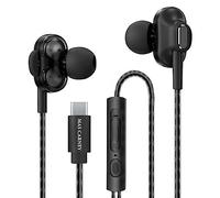 MAS CARNEY Cuffie USB C TI9, Array di Altoparlanti Doppi, Chipset Digitale Integrato, Microfono, Telecomando, Auricolari In-Ear Compatibili con Smartphone Samsung, Huawei, OPPO, Pixel, iPad, Nero