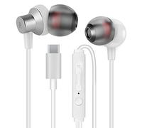 MAS CARNEY TI3 Cuffie con Filo USB di Tipo C, Auricolari USB C, Cuffiette In-Ear con Microfono per Samsung S20, Huawei, OPPO, Honor, Google Pixel e Altri Smartphone con Interfaccia di Tipo C- Bianco