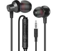 MAS CARNEY WI7 Cuffie con Filo e Microfono, Auricolari con Filo Jack da 3.5mm, Cuffiette Telefonino con Controllo del Volume, Auricolare Cellulare con Cavo per Smartphone e PC- Nero