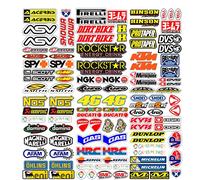 MAS DI VITALE MARIA ditta individuale Sponsor 113 pezzi Set di adesivi per moto, bicicletta, mountain bike, computer, moto, modellismo, in vinile lucido, pacco marche famose (gigante), 113 pezzi