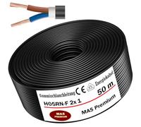 MAS Premium 5-100 m, cavo in gomma per cantieri, H05RN-F, 2 x 0,75 mm², 2 x 1 mm², 3G0,75 mm² o 3G1 mm², cavo flessibile per dispositivi pesanti (H05RN-F, 2 x 1 mm², 50 m)