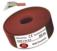 MAS Premium 5 - 130 m cavo in silicone per sauna SIHF-J 5 x 2,5 filo sottile, flessibile per dispositivi in cui alte temperature (20 m)