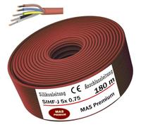 MAS Premium 5 - 250 m cavo in silicone per sauna SIHF-J 5 x 0,75 filo sottile, flessibile per dispositivi in cui alte temperature (180 m)