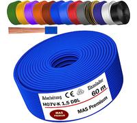 MAS Premium Cavo da 5 a 100 m H07 V-K 1 x 1,5 mm² SW HBL GNGE GN RT DBL BR OR GR WS VIO U-MAR.BL RS RTWS DBLWS o GE singolo, flessibile (blu scuro, 60 m)