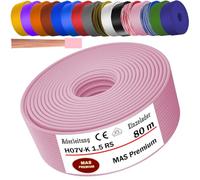 MAS Premium Cavo da 5 a 100 m H07 V-K 1 x 1,5 mm² SW HBL GNGE GN RT DBL BR OR GR WS VIO U-MAR.BL RS RTWS DBLWS o GE cavo singolo flessibile (rosa, 80 m)