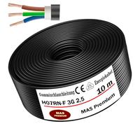 MAS Premium Cavo di Alimentazione in Gomma H07RN-F 3G 1, 1,5, 2,5, 4, 6, 10 o 3 x 1,5, Cavo Flessibile per Dispositivi Pesanti (H07RN-F 3G2,5 mm², 10 m)