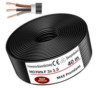 MAS Premium Cavo di alimentazione in gomma H07RN-F 3G 1, 3G 1,5, 3G 2,5, 3G 4, 3G 6, 3G 10 o 3 x 1,5, cavo flessibile per dispositivi pesanti (H07RN-F 3 x 1,5 mm², 40 m)