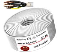 MAS Premium Cavo di alimentazione per ambienti umidi, 5-100 m, NYM-JZ, 7 x 1,5, cavo di alimentazione elettrico, OFC per posa fissa (35 m)