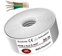 MAS Premium Cavo di alimentazione per ambienti umidi, da 5 m a 170 m, NYM-J 5 x 1,5 mm², cavo elettrico ad anello per posa fissa (20 m)