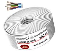 MAS Premium Cavo di telecomunicazione da 5 a 250 m, J-Y(ST) Y 2_4_6X2X0,8, cavo telefonico, per campanello (J-Y(ST) Y 4 x 2 x 0,8, 100 m